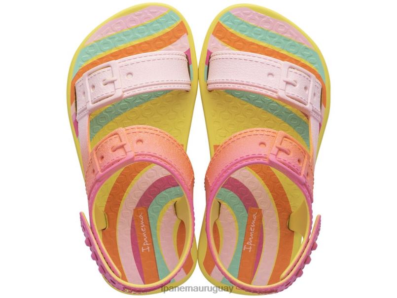b hebilla de tiempo de juego rosa amarillo calzado bebés Ipanema DT26J371